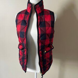 J.Crew Quilted Buffalo Plaid‎ Down Puffer Vest XXS Down Feather